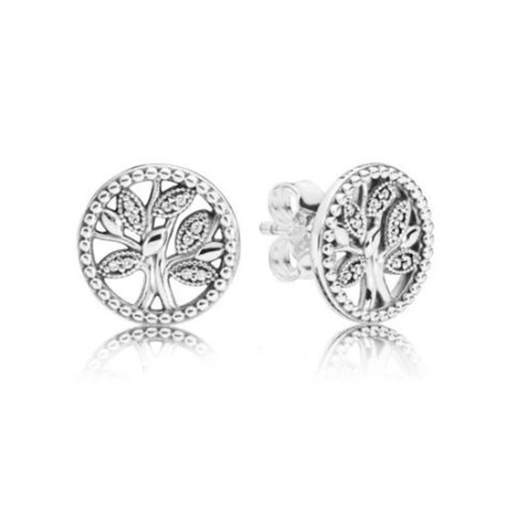 

100% 925 Sterling Silver Tree Of Life Stud Earrings For Fashion Women Jewelry Gift 2019 Mother Day