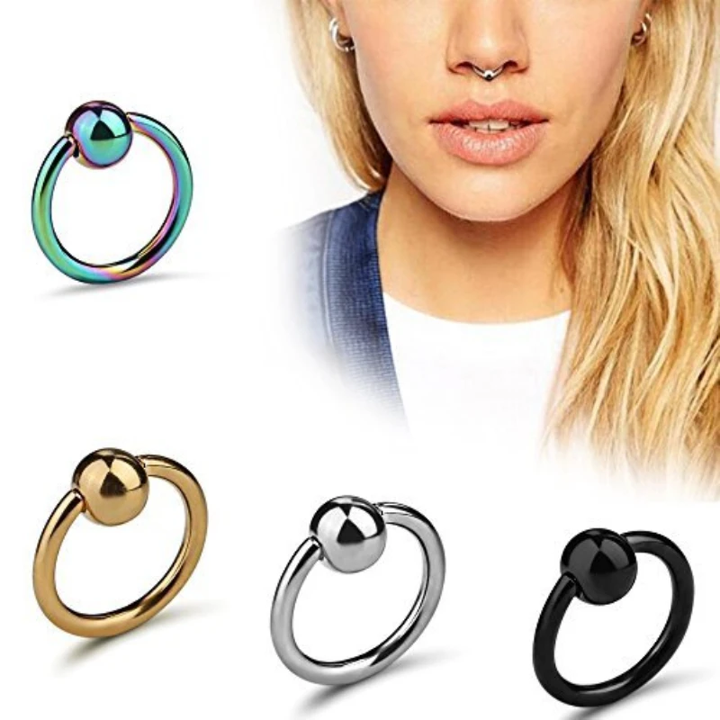 

16G Captive Hoop Bead Nose Rings BCR Lip Eyebrow Nipple Labret Piercings Ear Septum Tragus Body Piercing Jewelry