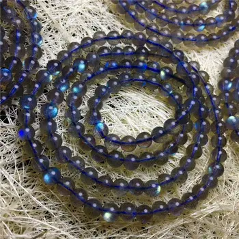 

Free Shipping Natural Crystal Beads Bracelet Moonstone Blue Light Gemstone AAA 5mm 3rows