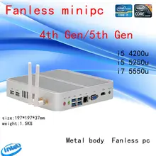 ФГП Intel hanswell I5 4200U Intel HD Graphics 4400 без вентилятора I5 Barebone Mini PC Windows 7 Win8 Win10 4 К VGA, HDMI мини неттоп HTPC