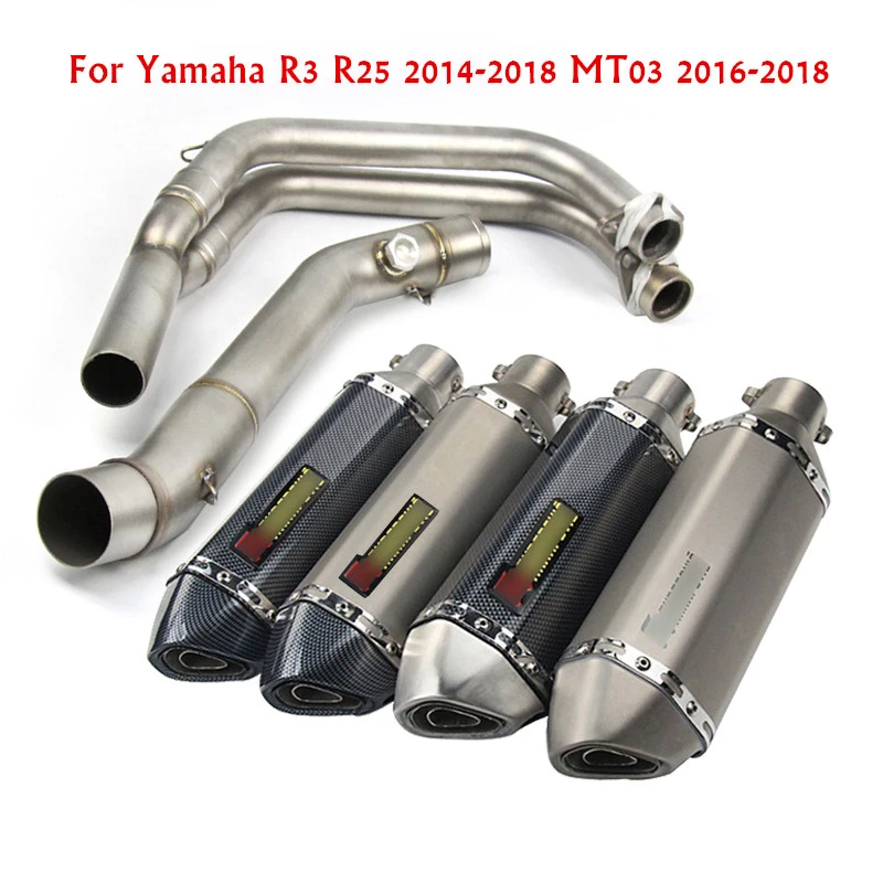 

( Complete Exhaust System ) For Yamaha R3 R25 YZF-R3 Exhaust Pipe Slip On Motorcycle Header Mid Tail Pipe Silencer MT-03 FZ03