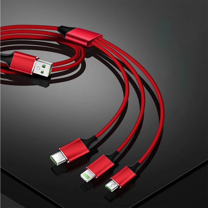 3 в 1 3 в 1 3 в 1 USB кабель 2A Быстрая зарядка Micro USB+ кабель type C 120 см нейлоновый плетеный кабель для samsung Xiaomi HUAWEI ASUS