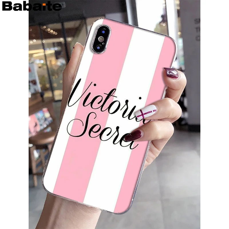 Babaite Brand NEW Victoria LOVE PINK Smart Cover Transparent Shell Phone Case for Apple iPhone 8 7 6 6S Plus X XS MAX 5 5S SE XR