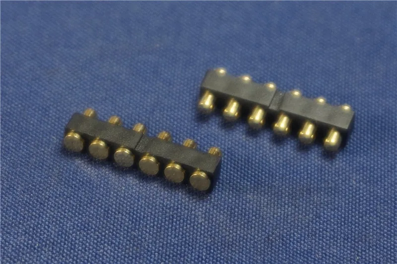 

10pcs Pogo Pin Connector Female 6 Pin 4.5 mm Height PCB 2.54 mm Pitch Surface Mount Single Row 6 Position Gold SMT