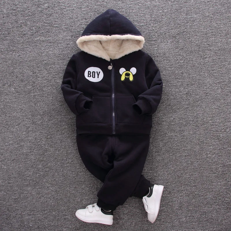 

Winter Baby boy Clothes Sets Fleece Dog Pattern Long Sleeve coats Sweatshirt pants Toddler Baby Suit For 12M to 3Y Baby Girls