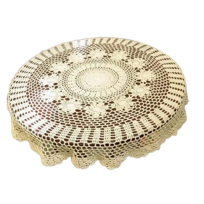 

Vintage Handmade White Crochet Tablecloth Round Table Topper Coffee Tea Table Cloth Cover Toalha De Mesa