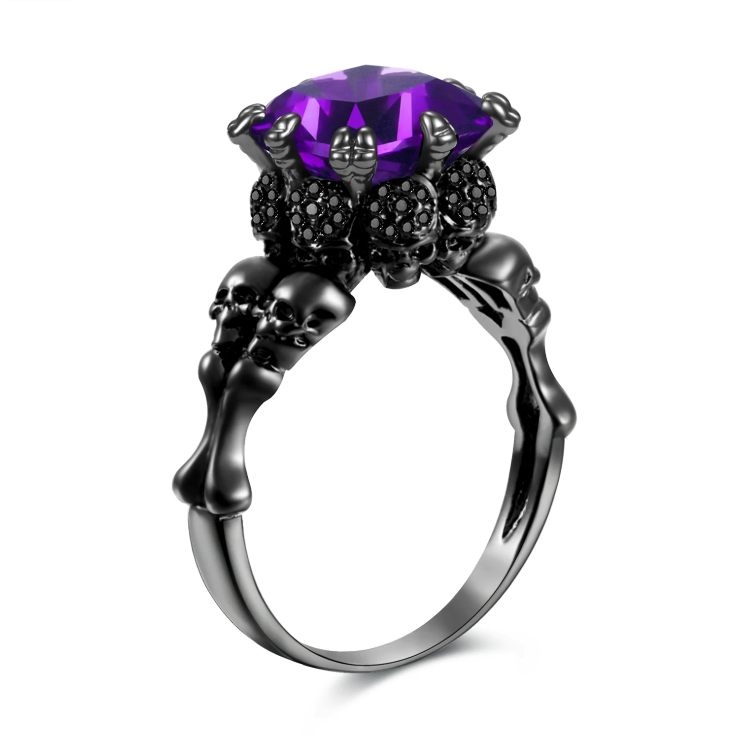 Череп кольцо черный циркон для женщин обручальное Панк модные европейские и ювелирные изделия из Америки дропшиппинг
