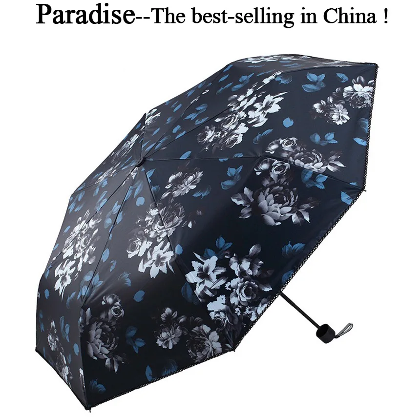 

Brand Umbrella Rain Women Rose Folding Fashion Sun Parasol Girl Compact Anti-UV Sunshine Windproof Female Umbrellas