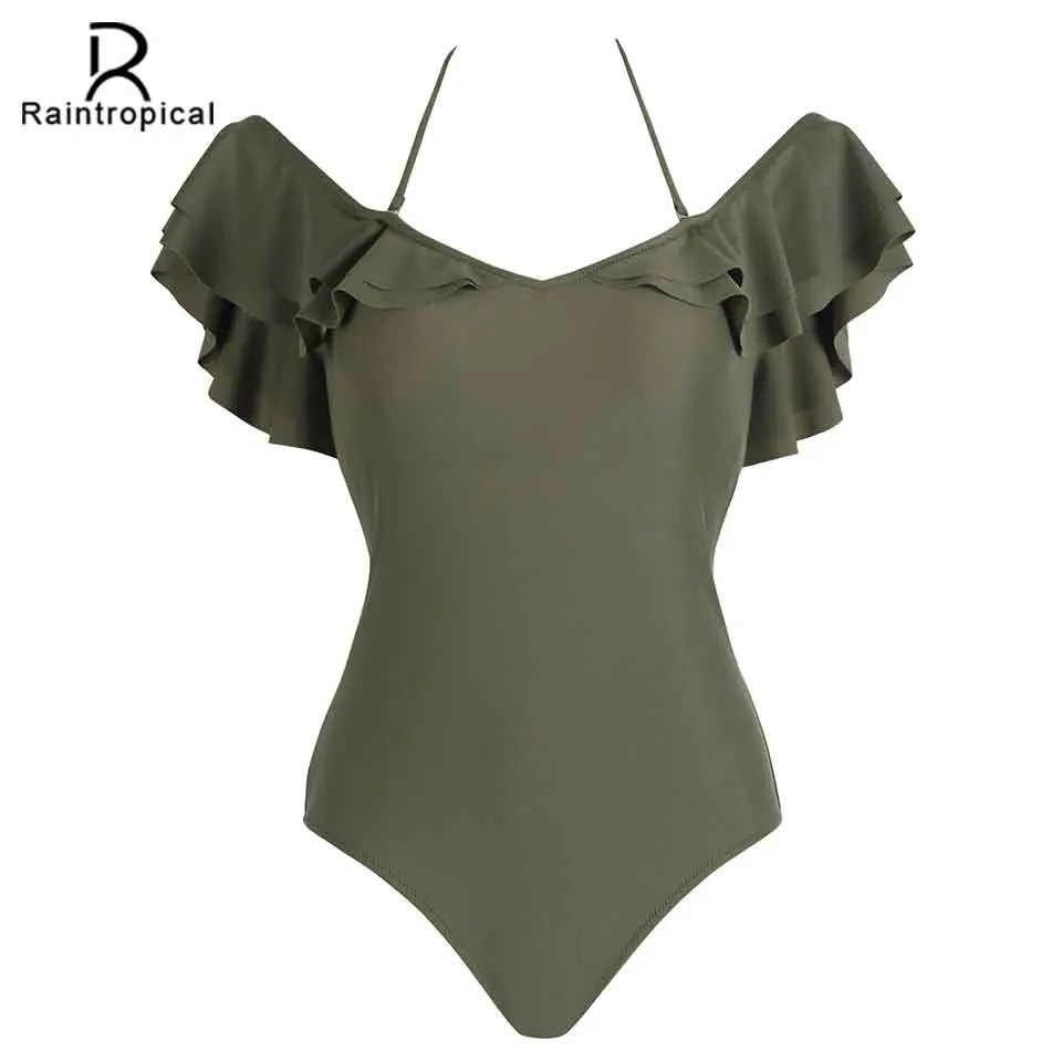 

Raintropical 2019 New Sexy Women Push Up Bathing Suits One Piece Swimsuit Female Large Swim Wear Backless Solid Plus Size Suits