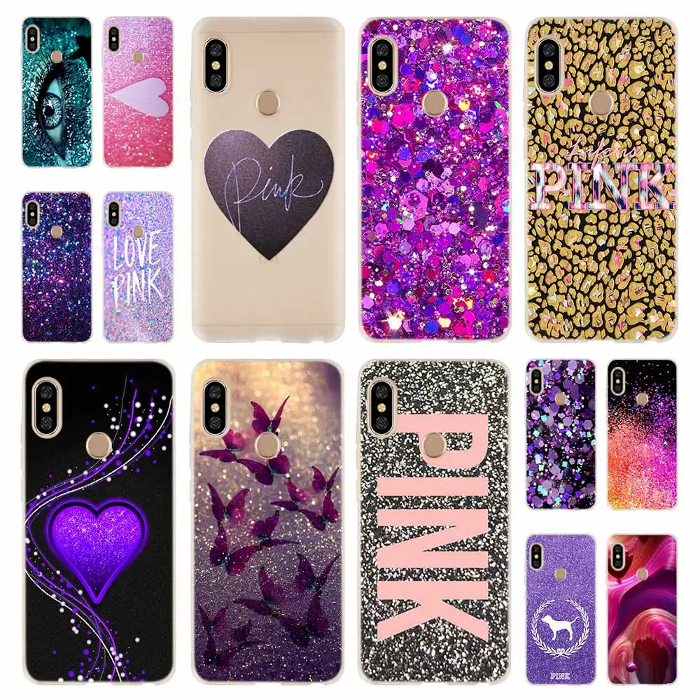 

Love Purple Glitter wave Fashion Soft TPU Case Cover For Coque Xiaomi Redmi 4A 5A 6A 4X 5 Plus 6 Pro Note 7 6 4 4X 3 5