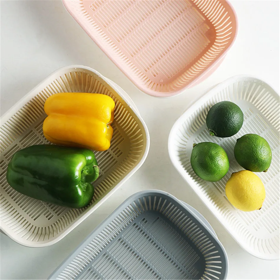 4YANG Double fruit and vegetable cleaning basket kitchen hollow drain multi-function storage basket sink storage basket