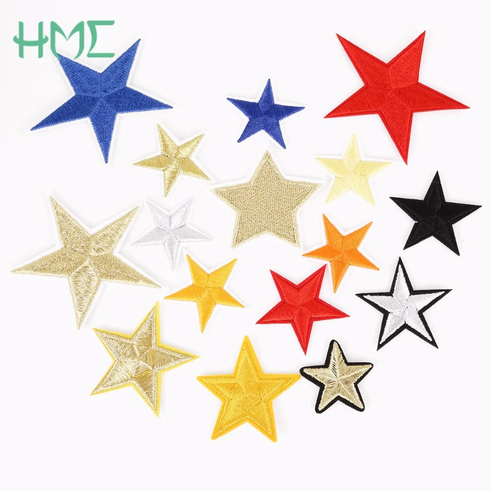 

5Pcs Multi-size Star Embroidered Iron On Badges Patches For Clothing Cartoon Motif Applique Sticker For DIY Clothes Accessories
