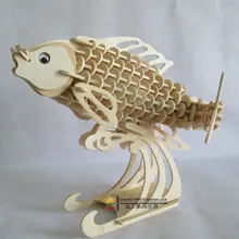 Деревянная рыба 3 d головоломка модель животного деревянная сборка ручной работы мебель игрушки подарок для ребенка
