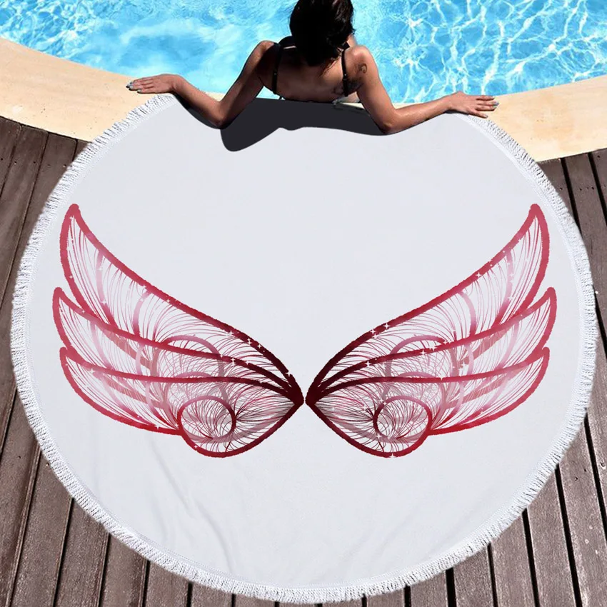 Летнее пляжное полотенце из микрофибры, Круглый Круг, сказочные крылья Амура, принт, полотенце для душа, банное полотенце, коврик для йоги, одеяло, toalla de Плайя redonda