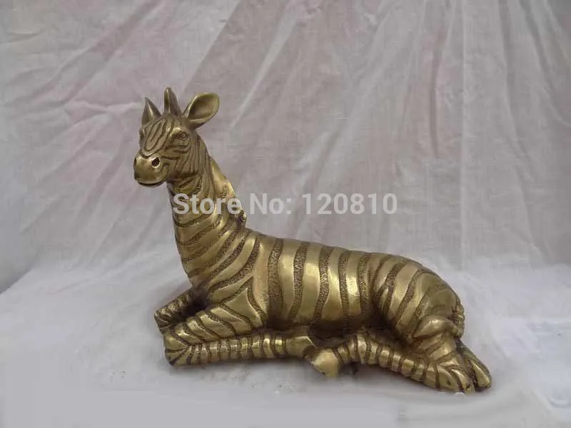 

10" Chinese Zodiac Bronze Animals Sculpture JiXiang Lucky Zebra Horse Statue z