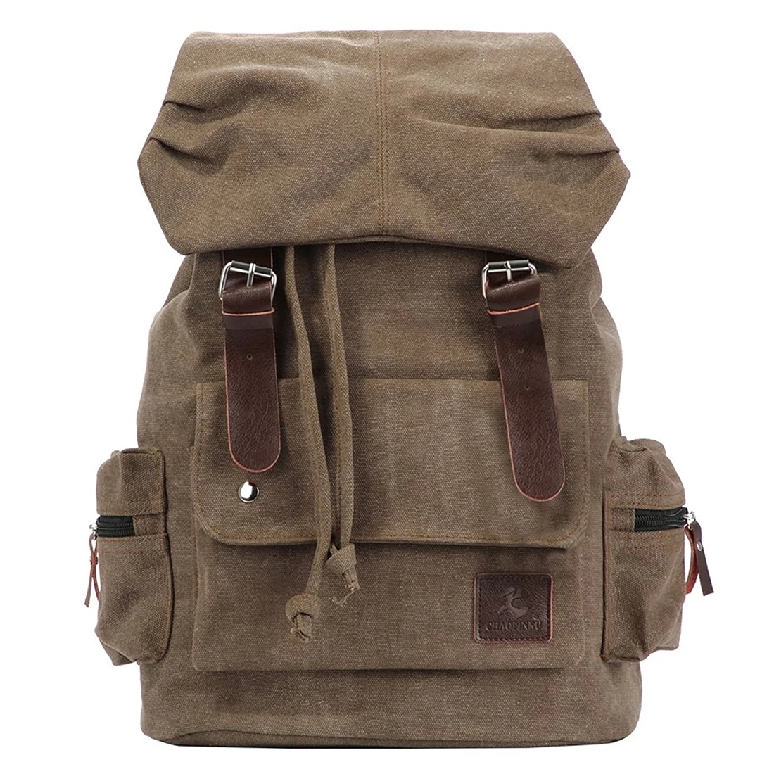 

LJL Chaopinku Canvas strong backpack shoulder bag man woman shoulder bag for school travel trekking books tablet, khaki color
