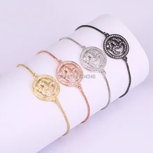 10 шт. ZYZ176-1506 микро Pave CZ Циркон круглый Ом Разъем Шарм Браслеты для женщин и мужчин регулируемые цепи браслеты