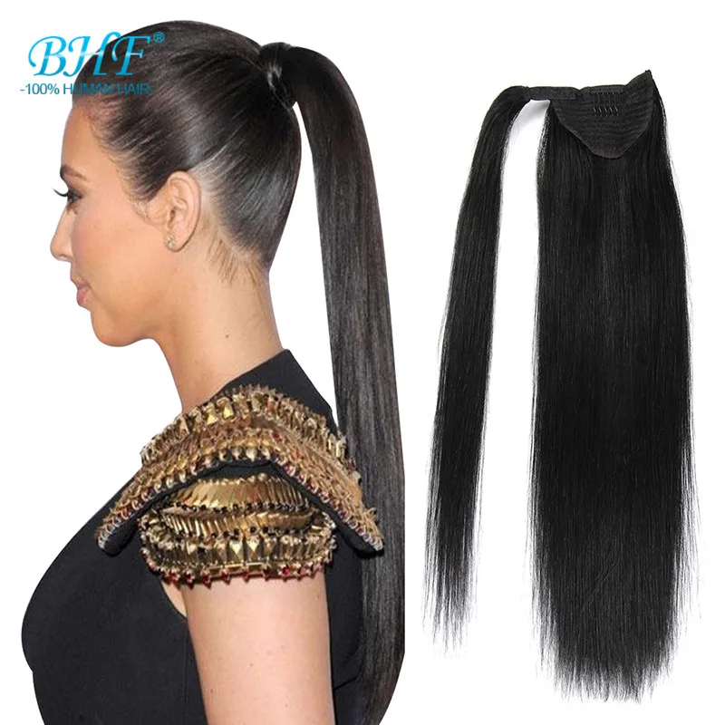 Straight Pony Tail Extension BHF Human Ponytail Hair Tight Wrap Around Human Hair Ponytail High Quality  Ponytail Human Hair