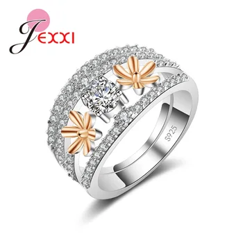 

Korea Style Trendy Fashion Style Rings Rose Gold Flower 925 Sterling Silver Best Mother Sister Birthday Anniversary Gift