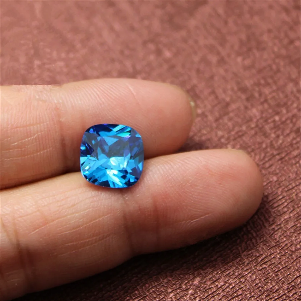 Joanlyn Light Blue Sapphire квадратная граненая Подушка с изображением драгоценного камня Cut