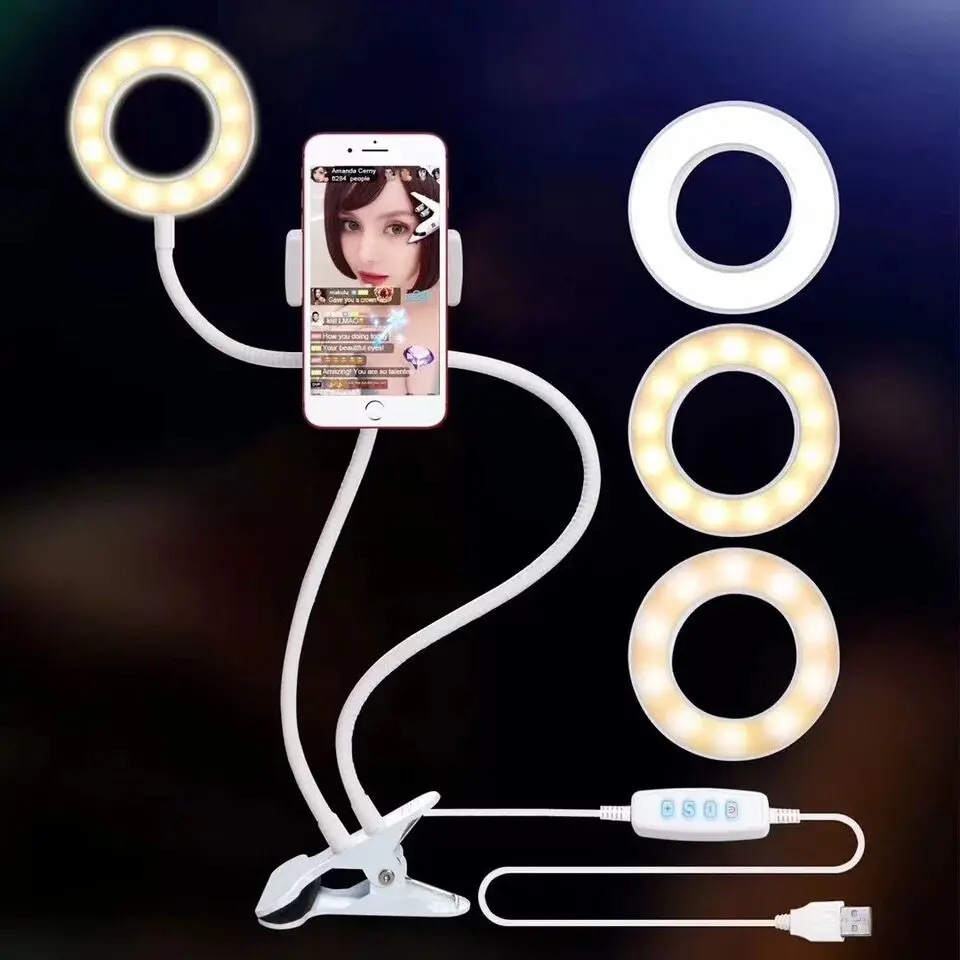 

Selfie LED Ring Light with Cell Phone Mobile Holder/Stand for Youtube Live Stream Makeup Camera Lamp for iPhone X Android Studio