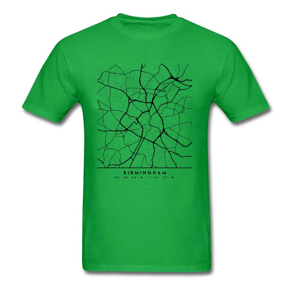 Hip Hop Geek Unique T-shirts Crew Neck Cotton Fabric Mens Tops & Tees Short Sleeve NEW YEAR DAY Unique Tee-Shirts BIRMINGHAM ENGLAND BLACK CITY STREET MAP ART green