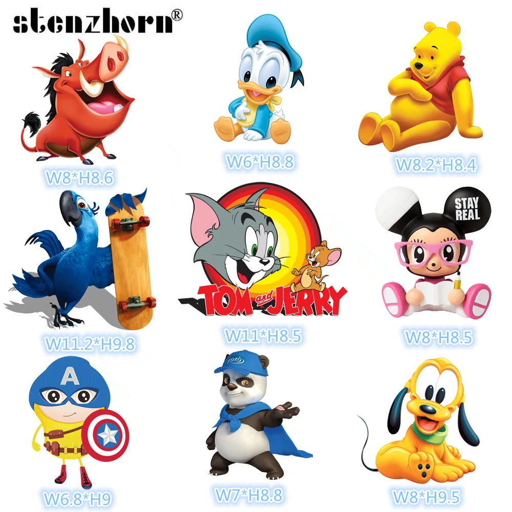 

(1PC)Cartoon cat mouse Tom Jerry Dog Duck Iron On Patches For Clothing Heat Transfers For Kids Child clothes Diy Ironing Sticker