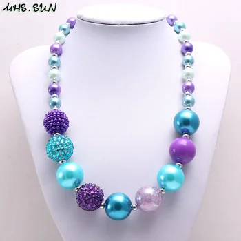 MHS.SUN Charm Baby Chunky Beads Necklace Handmade Toddler Girl Bubblegum Necklace For Child kid Choker Necklace Gift Jewelry 1PC