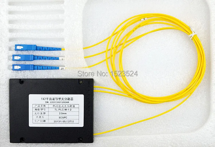 Kostenloser Versand GPON EPON 2,0mm 1x2 ABS Box 1*2 SC/UPC Fiber Optical PLC Splitter