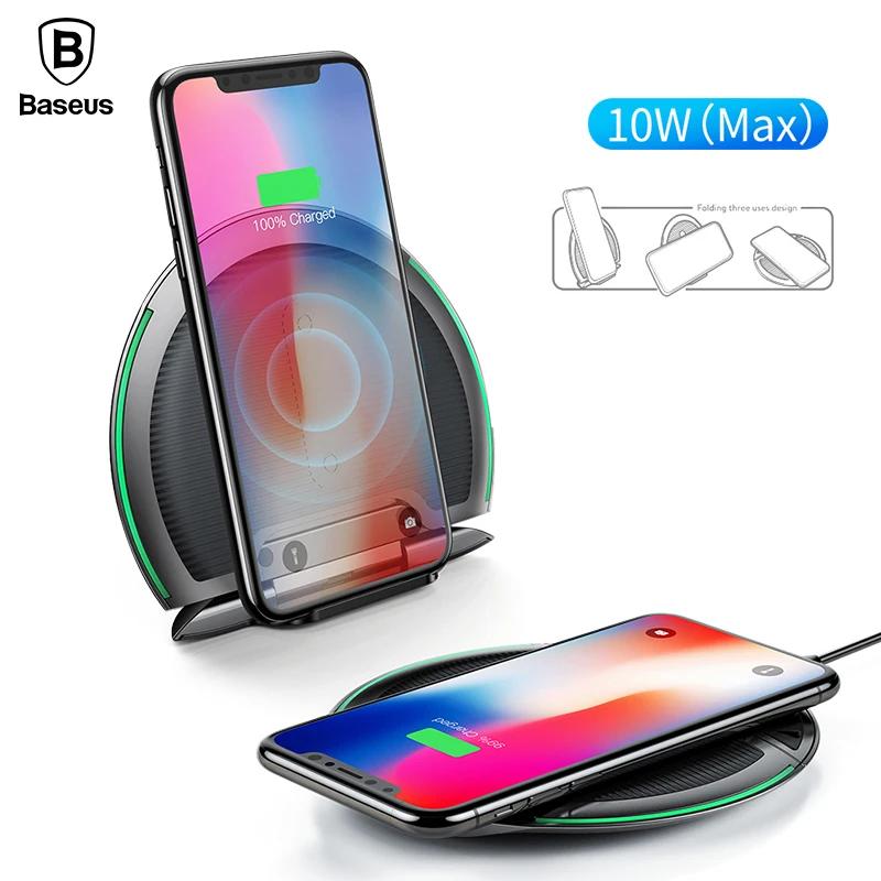 

Baseus 10W Qi Wireless Charger For iPhone X 8 Foldable Three Coils Wireless Charging Pad With 1.2m Micro Cable For Samsung S9 S8