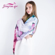 [Jinjin.QC] 2017 Fashion bandana Luxury Scarve Woman Brand Silk Scarf Women Shawl High Quality Print hijab Echarpe Foulard Femme