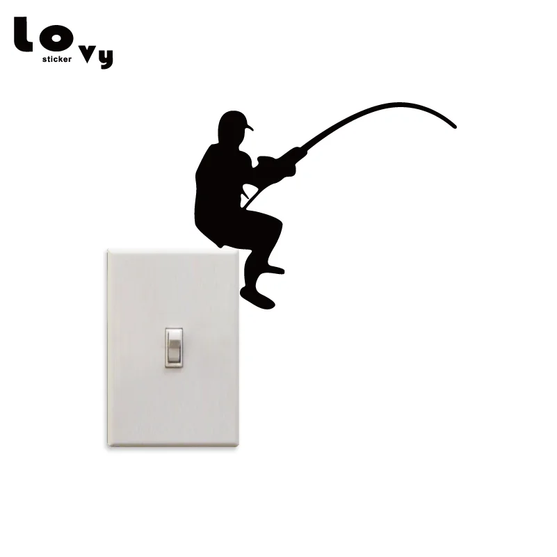 Fishing Man Silhouette Switch Sticker Personality Vinyl Art Wall Sticker Home Decor SW0150 Fishing Man Silhouette Switch Sticker Personality Vinyl Art Wall Sticker Home Decor SW0150