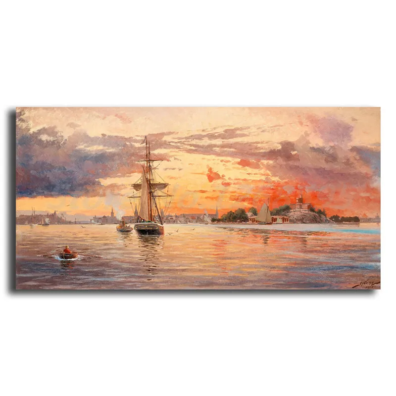 Pirate Ship Sea History Sunset Landscape Large Poster /& Canvas Picture Prints