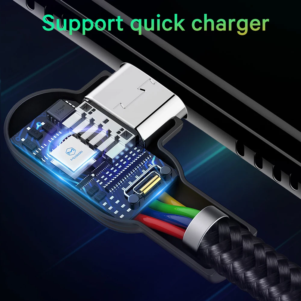 MCDODO LED Micro USB Cable de datos de carga rápida Cable para Android Samsung Xiaomi cargador de teléfono móvil de carga USB Cable Microusb