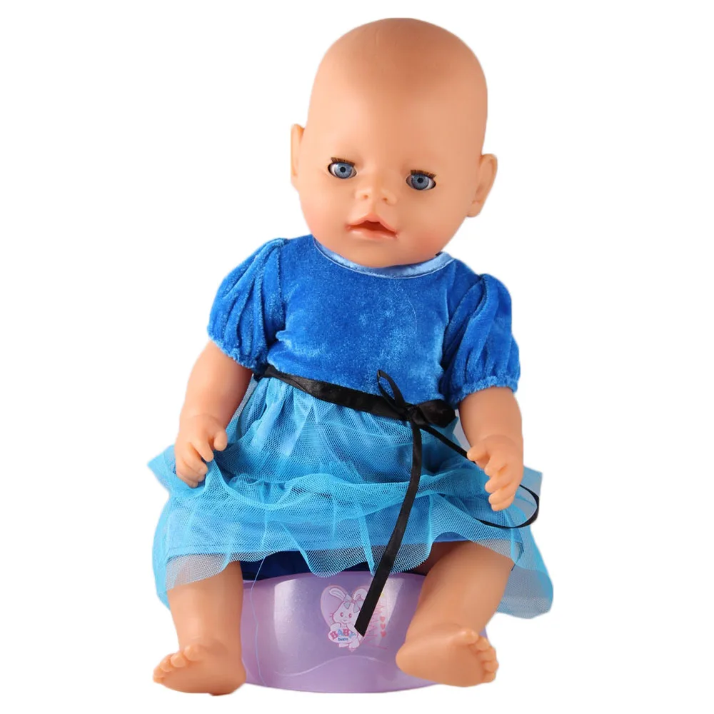 ZXZ Zapf Doll Blue coral cashmere lace Dress Fit For 43cm Baby Born