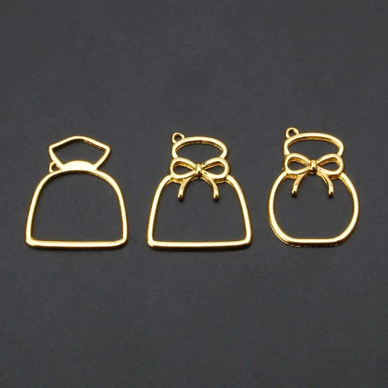 

3Pcs Fortune Bags Resin Frames Open Bezels Setting Blank Pendant Jewelry Making
