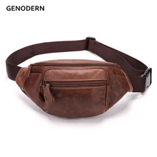 GENODERN повседневные мужские Поясные Сумки из натуральной кожи, поясная сумка для путешествий, для мужчин, маленькие поясные сумки из воловьей кожи