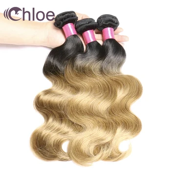 

Chloe Ombre Brazilian Hair Body Wave 1b/27 Human Hair Weave 3 Bundles Two Tone Non-Remy Hair Extensions 10 To 26 Inches