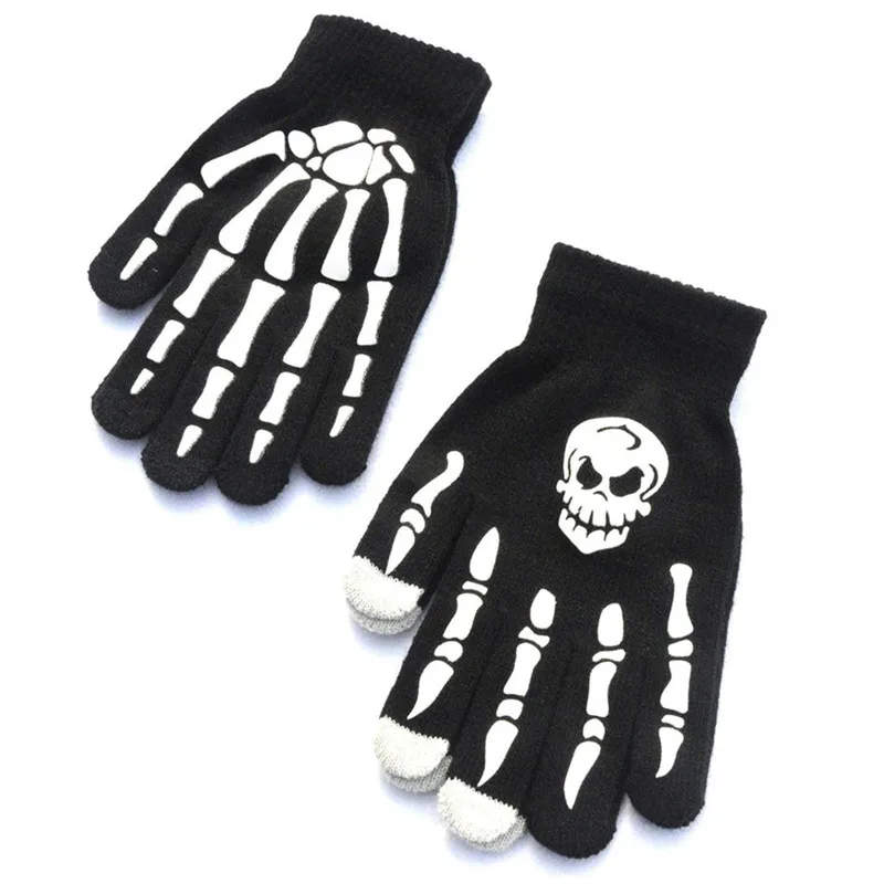 1Pair Men Skull Bone Skeleton Goth Racing Non-Slip Sports Full Finger Gloves Hand Gloves guantes eldiven handschoenen 40FE1808
