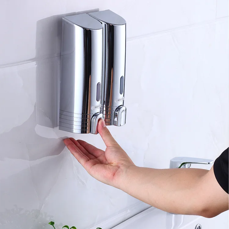 

Silver Copper Liquid Soap Dispenser Modern Frosted Bathroom Accessories Container Bottle Silver Finish Bathroom Products Sj20