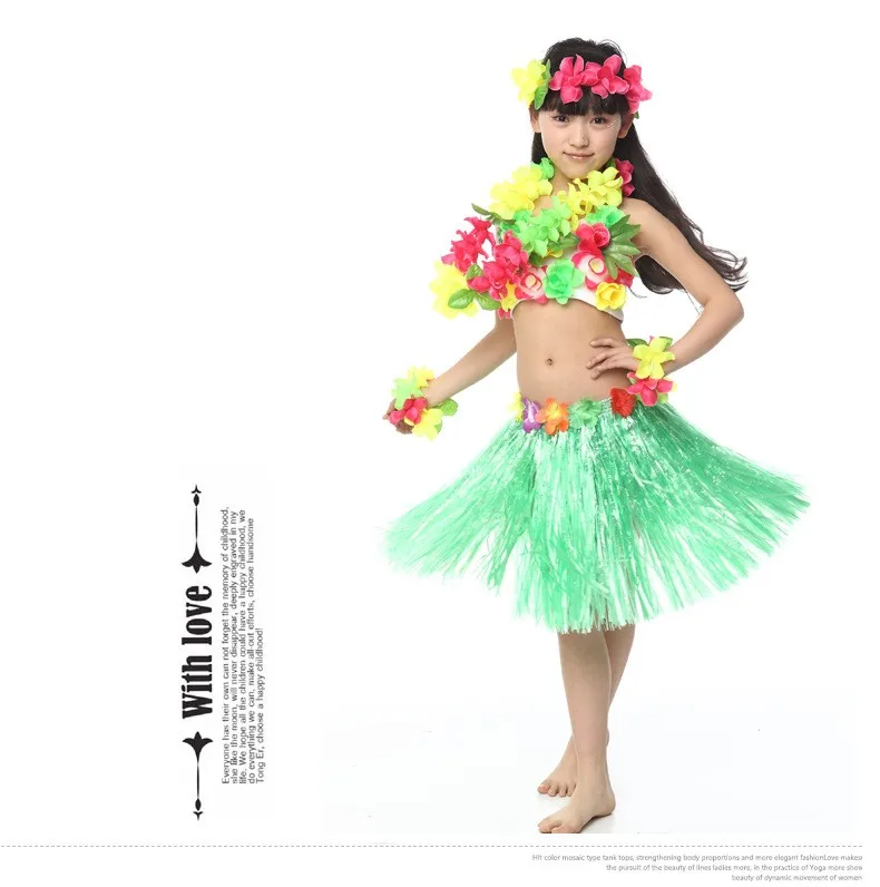 Бесплатная доставка Хэллоуин карнавальные костюмы для девочек Детская Гавайская Юбка Хула Бальные Belly Одежда для танцев