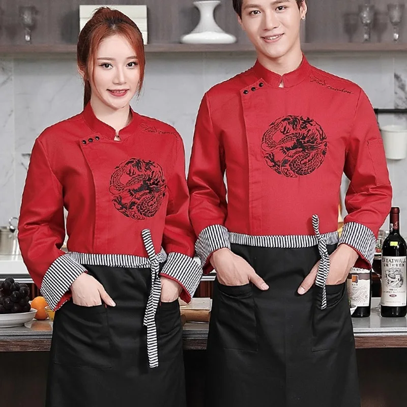 Шеф повар куртка Униформа китайский униформа для ресторана еда услуги куртка для повара одежда ouutfit Костюмы Повара костюм DD1435