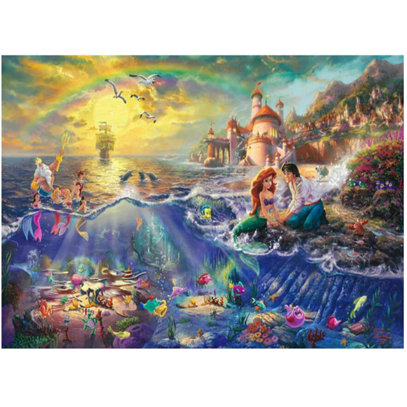 

5D DIY Diamond Painting The Little Mermaid,diamond Embroidery cartoon Full Square Cross Stitch Rhinestone Mosaic Painting JS1908