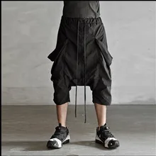 29-44 Новые летние Для мужчин одежда модные повседневные штаны низкая Свободные Штаны для ночного клуба длиной до икры Штаны певица костюмы