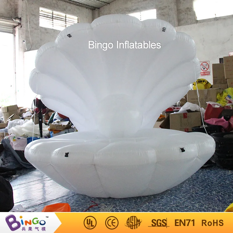 

Free delivery all white 2M diameter inflatable seashell for ocean theme decoration customized blow up seashells model ocean toys