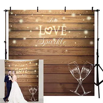 

Rustic Barnwood Wedding Backdrop Let Love Sparkle Wooden Photo Background Champagne Bridal Shower Engagement Photoshoot Props