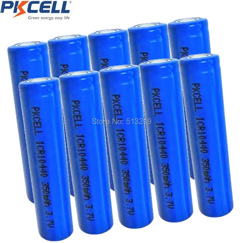 

10 x AAA Battery Flat Top No Protection 3.7V 350mAh Lithium Batteria ICR10440 10440 Liion Rechargeable Batteries