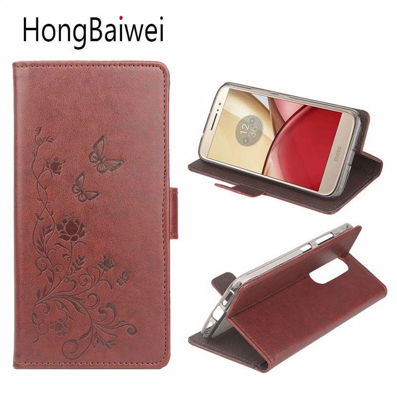 

HongBaiwei for Moto M XT1662 Case 3D Printed Flower Flip Luxury Leather Wallet Phone Coque Case for Moto M XT1662