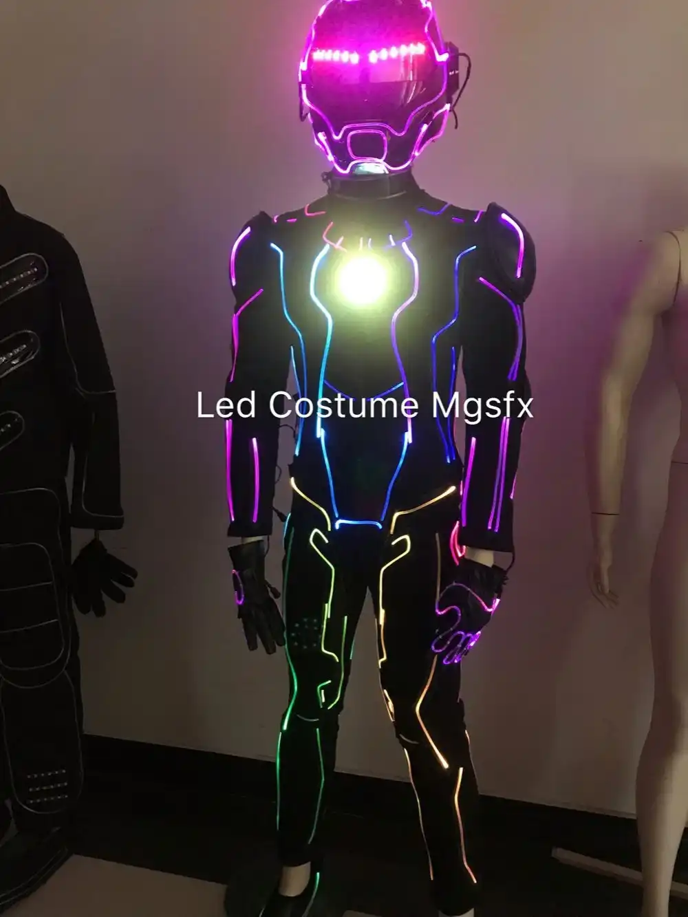 Dmx プログラム制御光ファイバ Led ダンス衣装色の変更 Led ライトスーツ Led ロボット Ballroom Aliexpress
