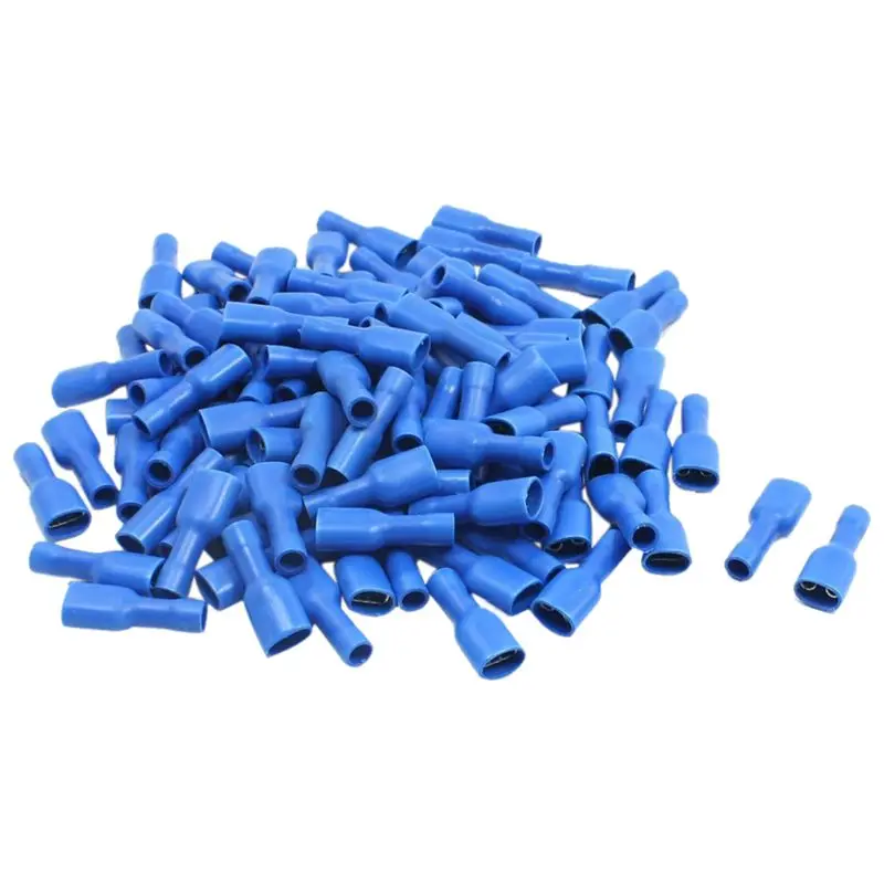 

16-14AWG 10A Blue Female Spade Crimp Insulated Wire Terminal 100 Pcs